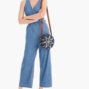 Point Sur J.Crew Wide-Leg Indigo Denim Chambray Sleeveless Jumpsuit, Sz 10